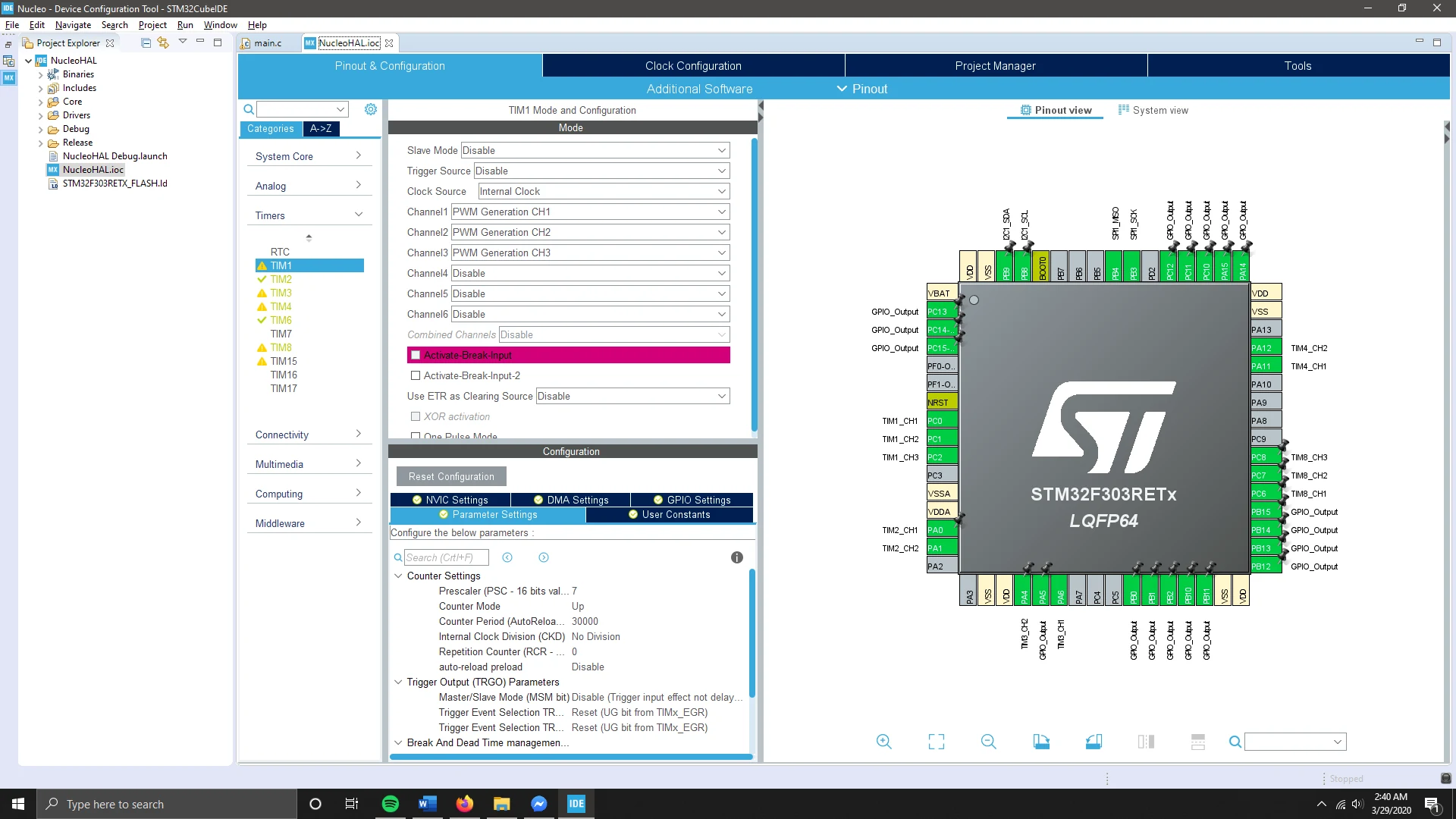 The CubeIDE Device Configuration Tool perspective